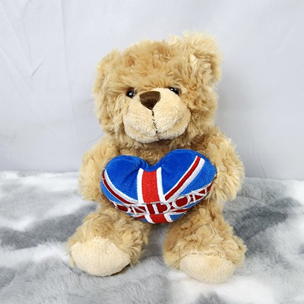 Keel Toys UK London Flag Heart Teddy Bear Collectible Plush Toy - 18cm - 7"